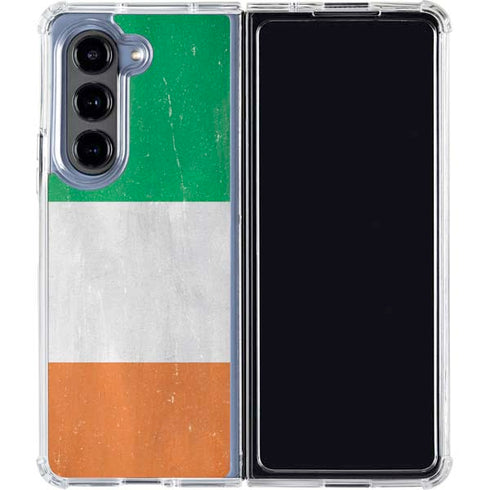 Ireland Flag Distressed Galaxy Z Fold5 5G Clear Case
